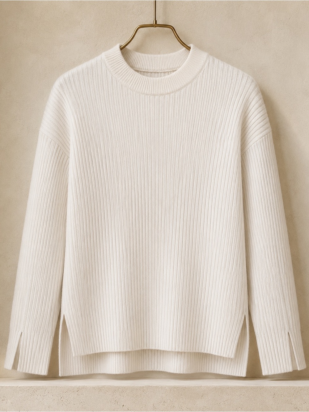Abercrombie & Fitch Soft A&F Ribbed Mock Neck Sweater Cream XS